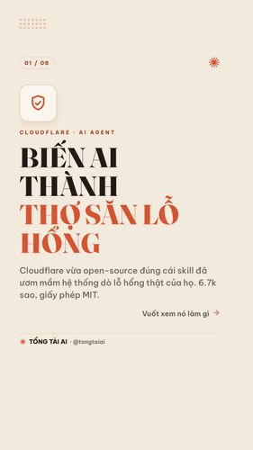 Cloudflare open-source skill biến AI agent thành thợ săn lỗ hổng Cloudflare vừa mở mã nguồn cái skill đã ươm mầm hệ thống dò lỗ hổng thật…